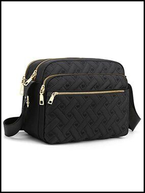 Nylon Crossbody Bag Medium Quilted Travel Purse Hand Stitched